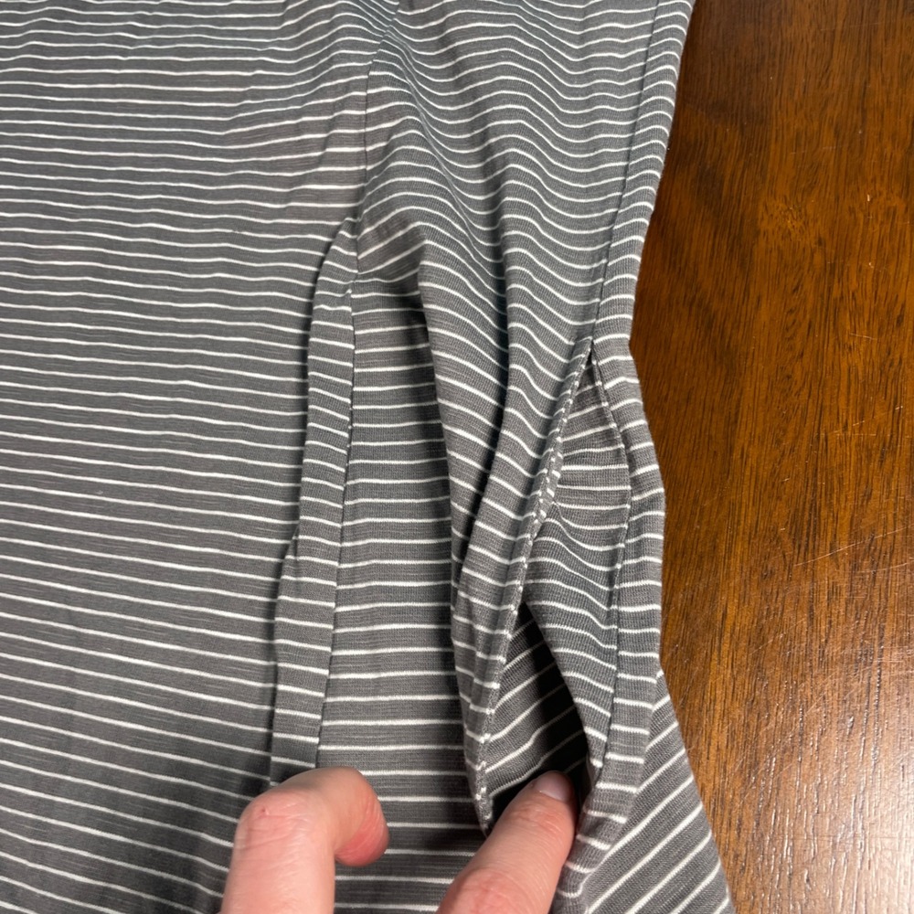 Toad&Co T-Shirt Dress Women Medium Gray Striped Organic Cotton Tencel Casual - Picture 8 of 10